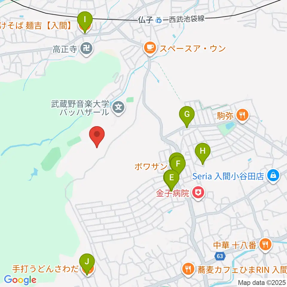 武蔵野音楽大学付属高校音楽科周辺のファミレス・ファーストフード一覧地図