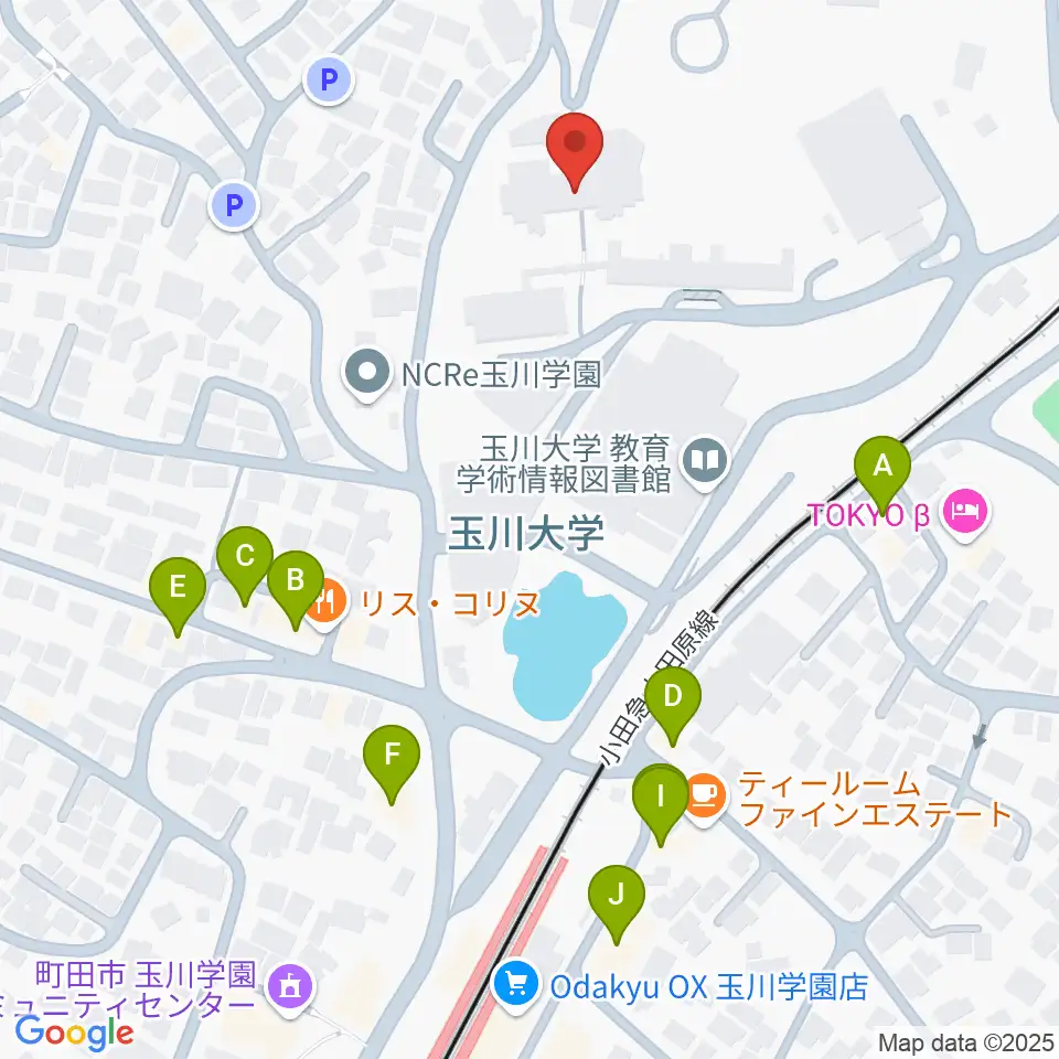玉川大学芸術学部周辺のファミレス・ファーストフード一覧地図