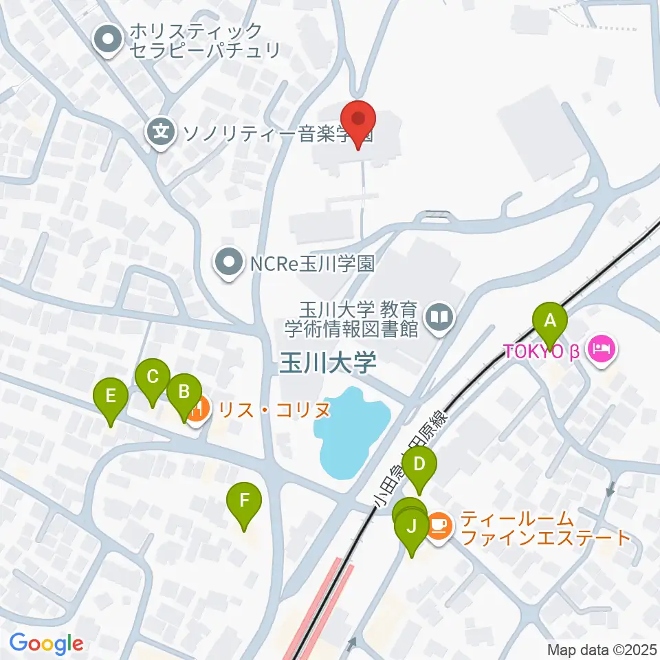 玉川大学芸術学部周辺のファミレス・ファーストフード一覧地図