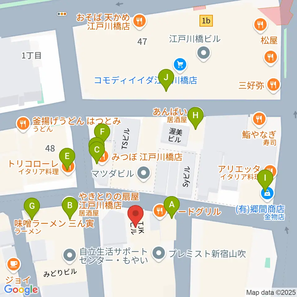 TJK音楽教室周辺のファミレス・ファーストフード一覧地図