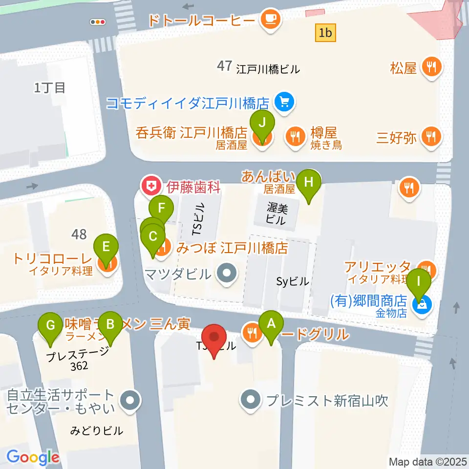 TJK音楽教室周辺のファミレス・ファーストフード一覧地図