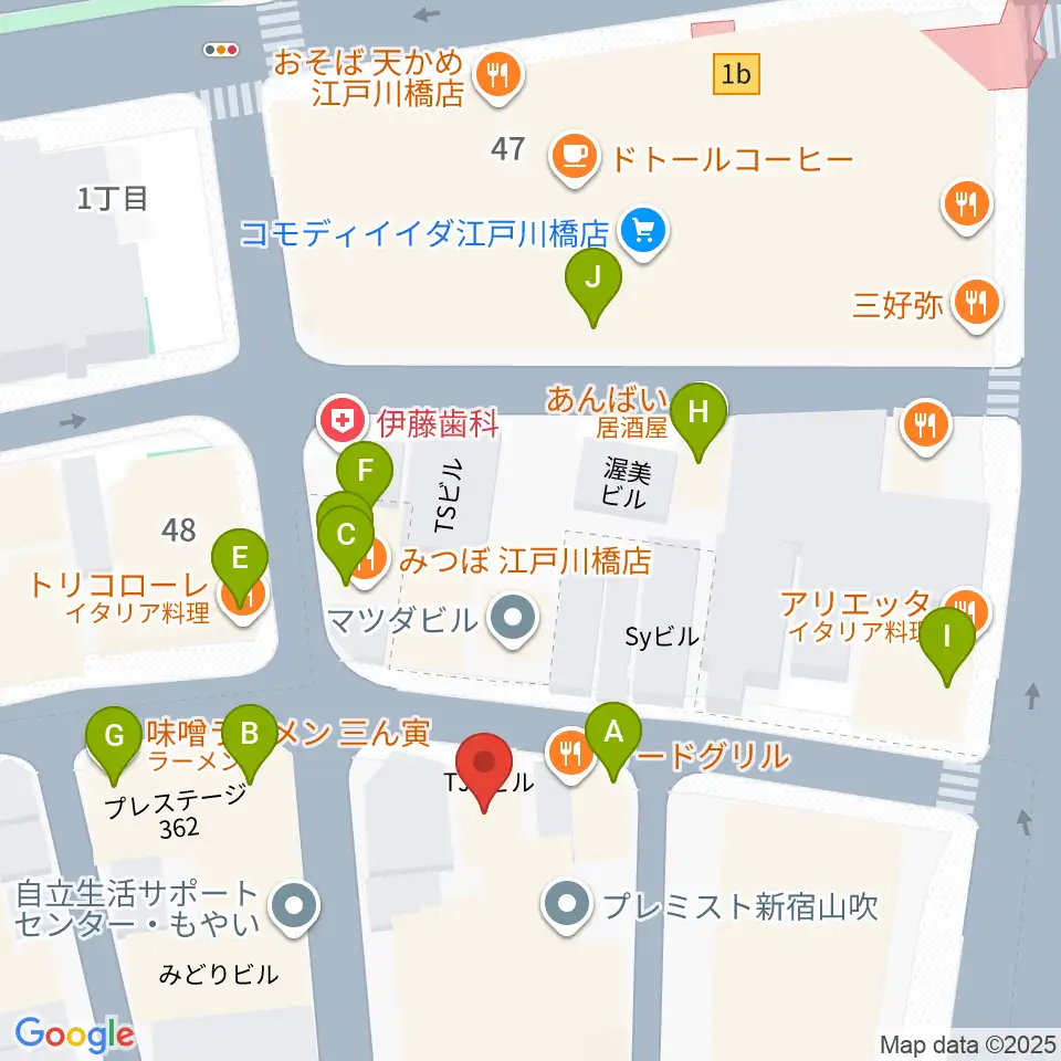 TJK音楽教室周辺のファミレス・ファーストフード一覧地図