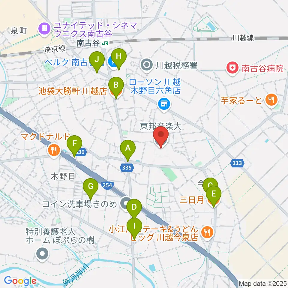 東邦音楽大学周辺のファミレス・ファーストフード一覧地図