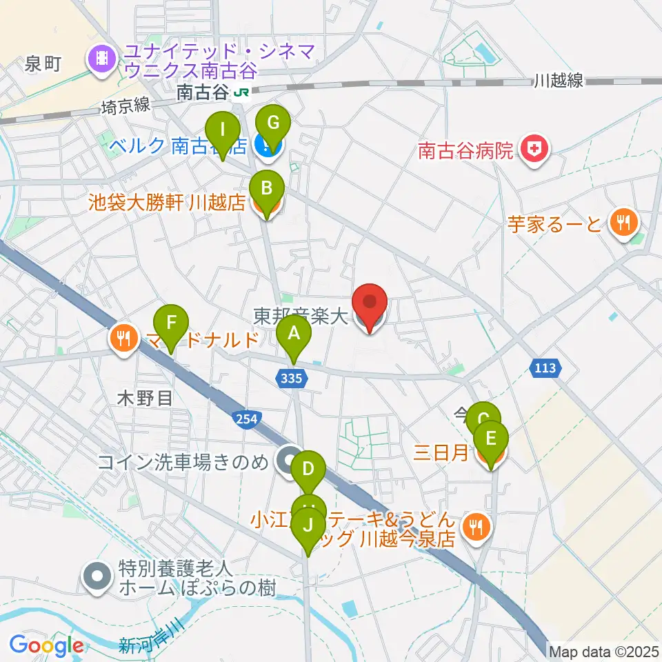 東邦音楽大学周辺のファミレス・ファーストフード一覧地図