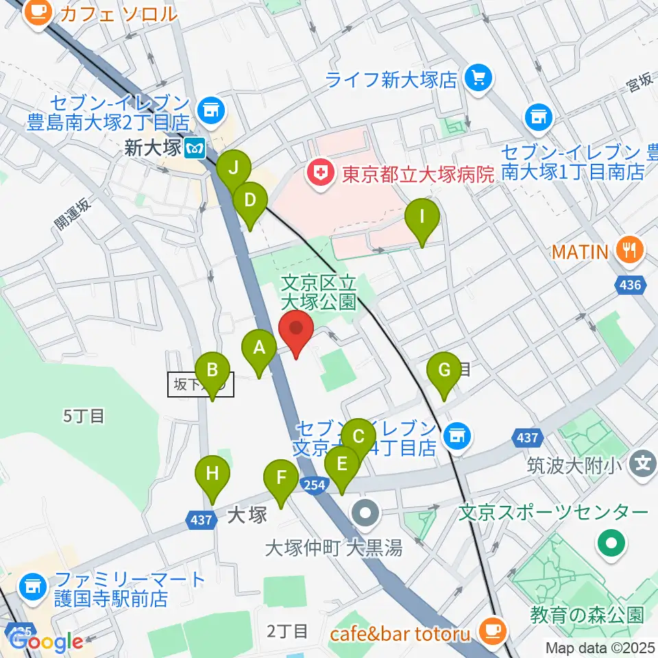 東邦音楽短期大学周辺のファミレス・ファーストフード一覧地図