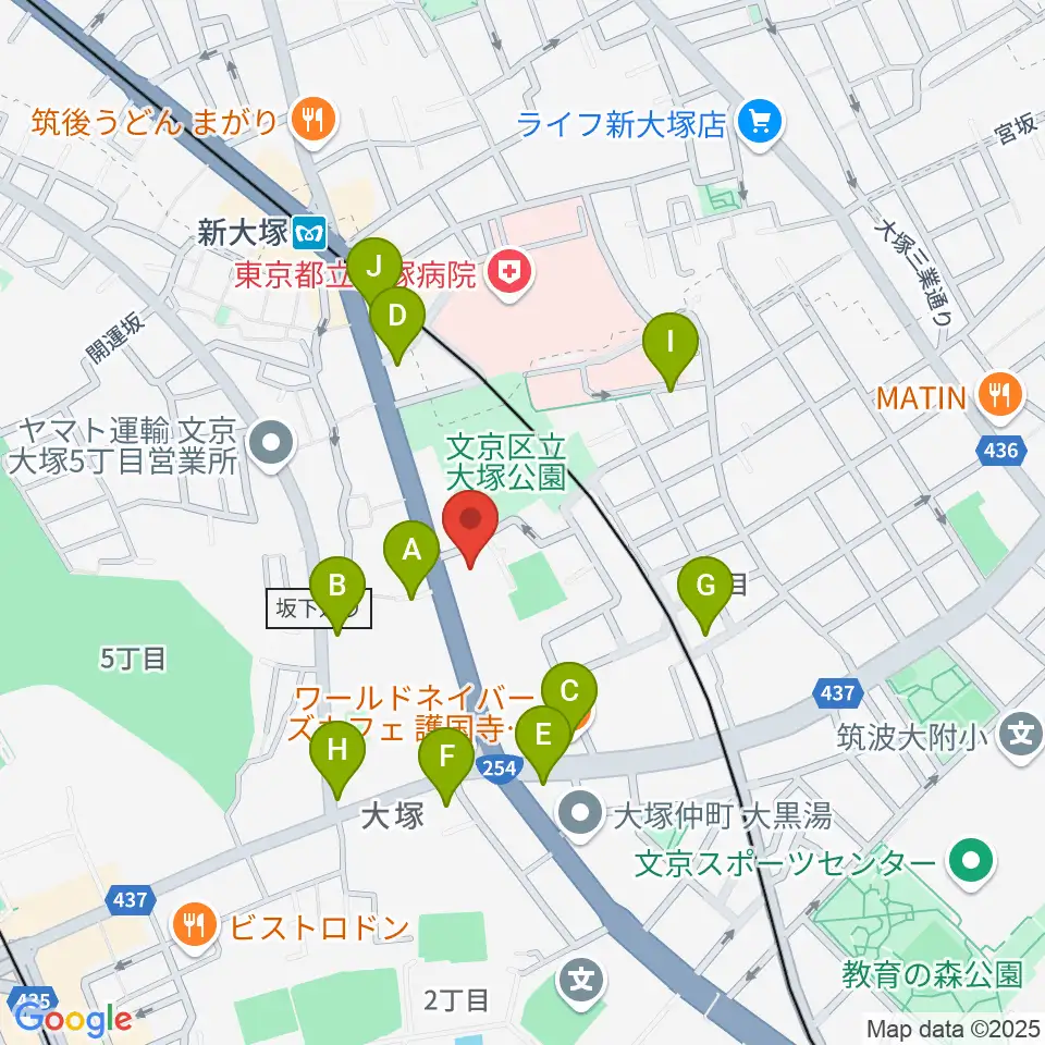東邦音楽短期大学周辺のファミレス・ファーストフード一覧地図
