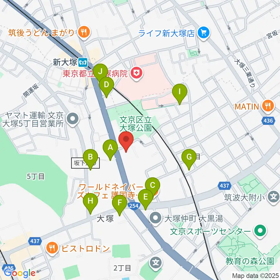 東邦音楽短期大学周辺のファミレス・ファーストフード一覧地図