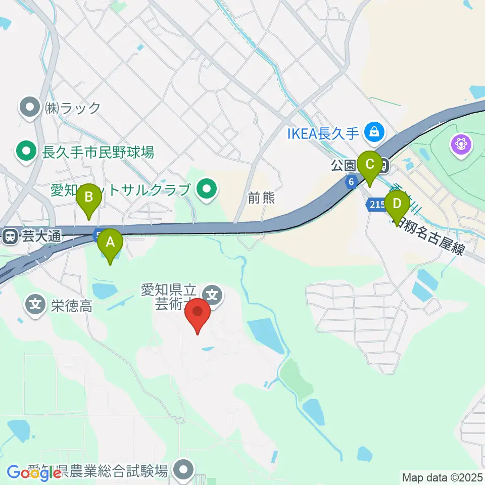 愛知県立芸術大学 音楽学部周辺のファミレス・ファーストフード一覧地図