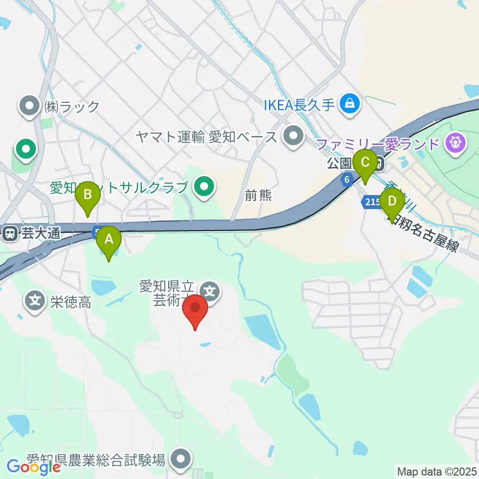 愛知県立芸術大学 音楽学部周辺のファミレス・ファーストフード一覧地図