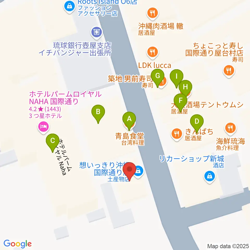 三線専門店ナビィ三線周辺のファミレス・ファーストフード一覧地図