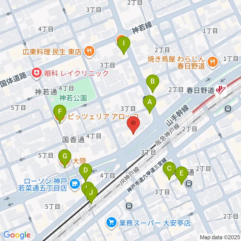 SOAR MUSIC周辺のファミレス・ファーストフード一覧地図