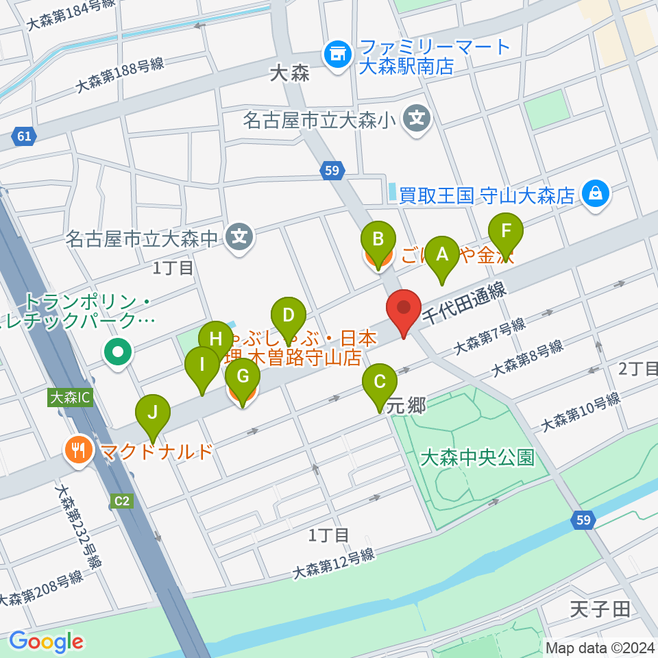 ドクターミュージック周辺のファミレス・ファーストフード一覧地図