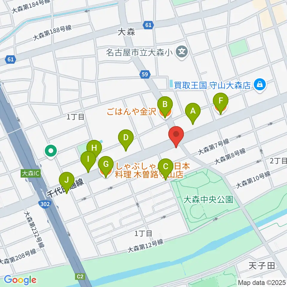 ドクターミュージック周辺のファミレス・ファーストフード一覧地図