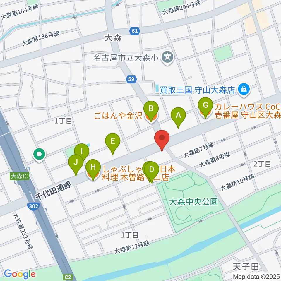ドクターミュージック周辺のファミレス・ファーストフード一覧地図