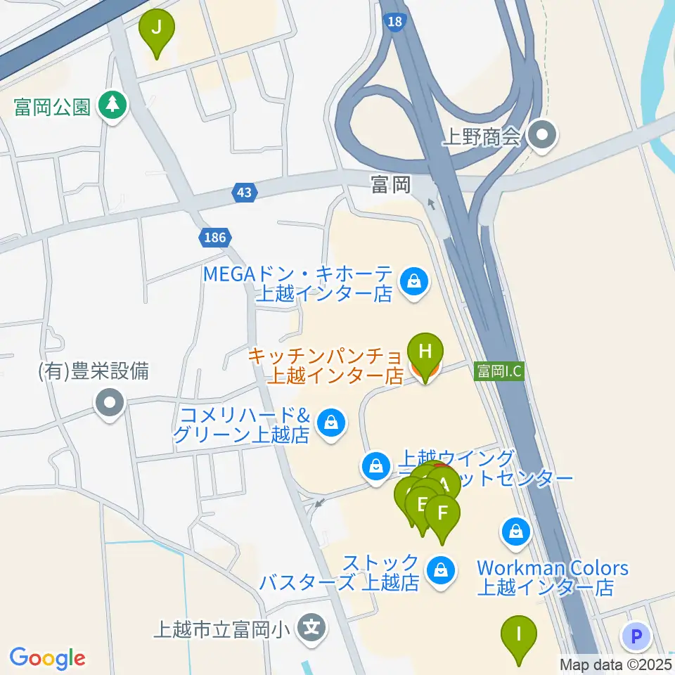 二葉楽器周辺のファミレス・ファーストフード一覧地図