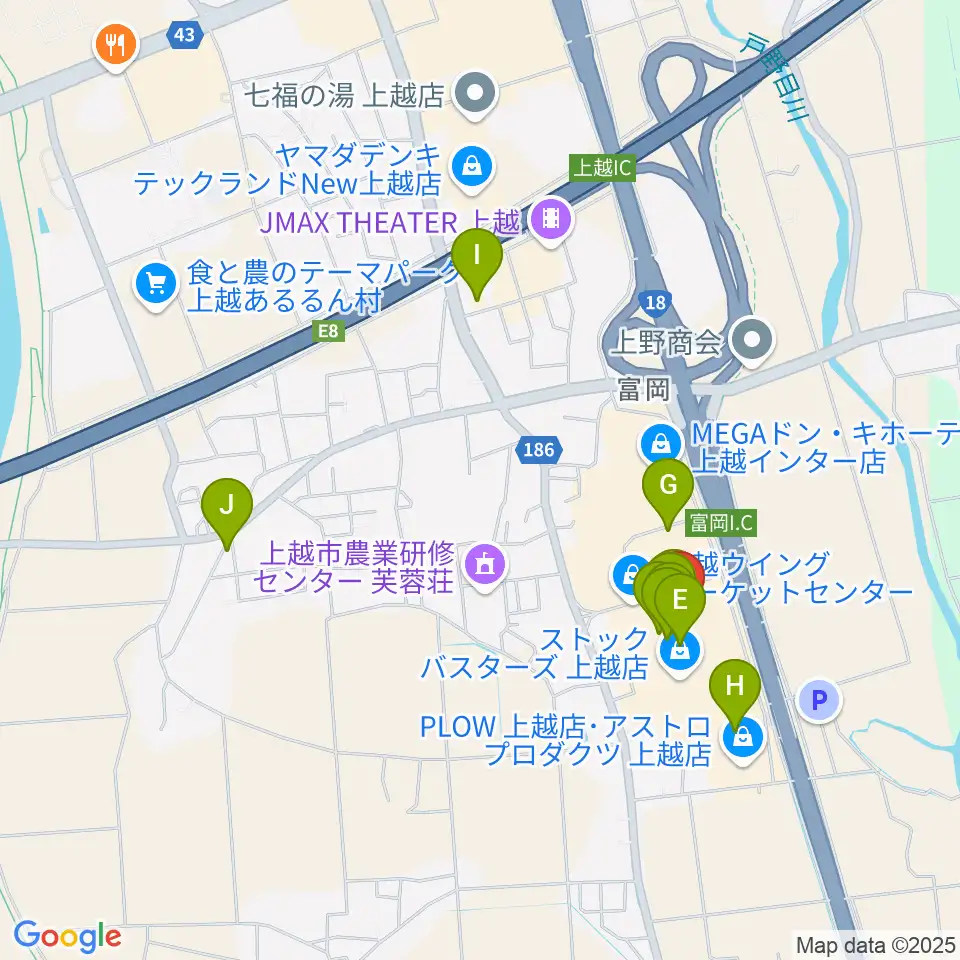 二葉楽器周辺のファミレス・ファーストフード一覧地図