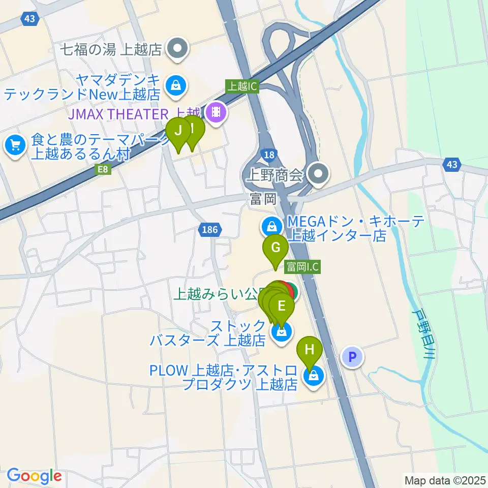 二葉楽器周辺のファミレス・ファーストフード一覧地図