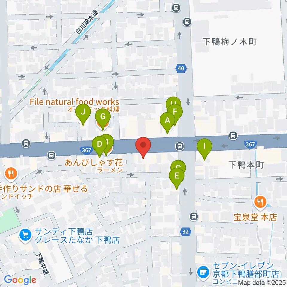 京都 月光堂楽器店周辺のファミレス・ファーストフード一覧地図