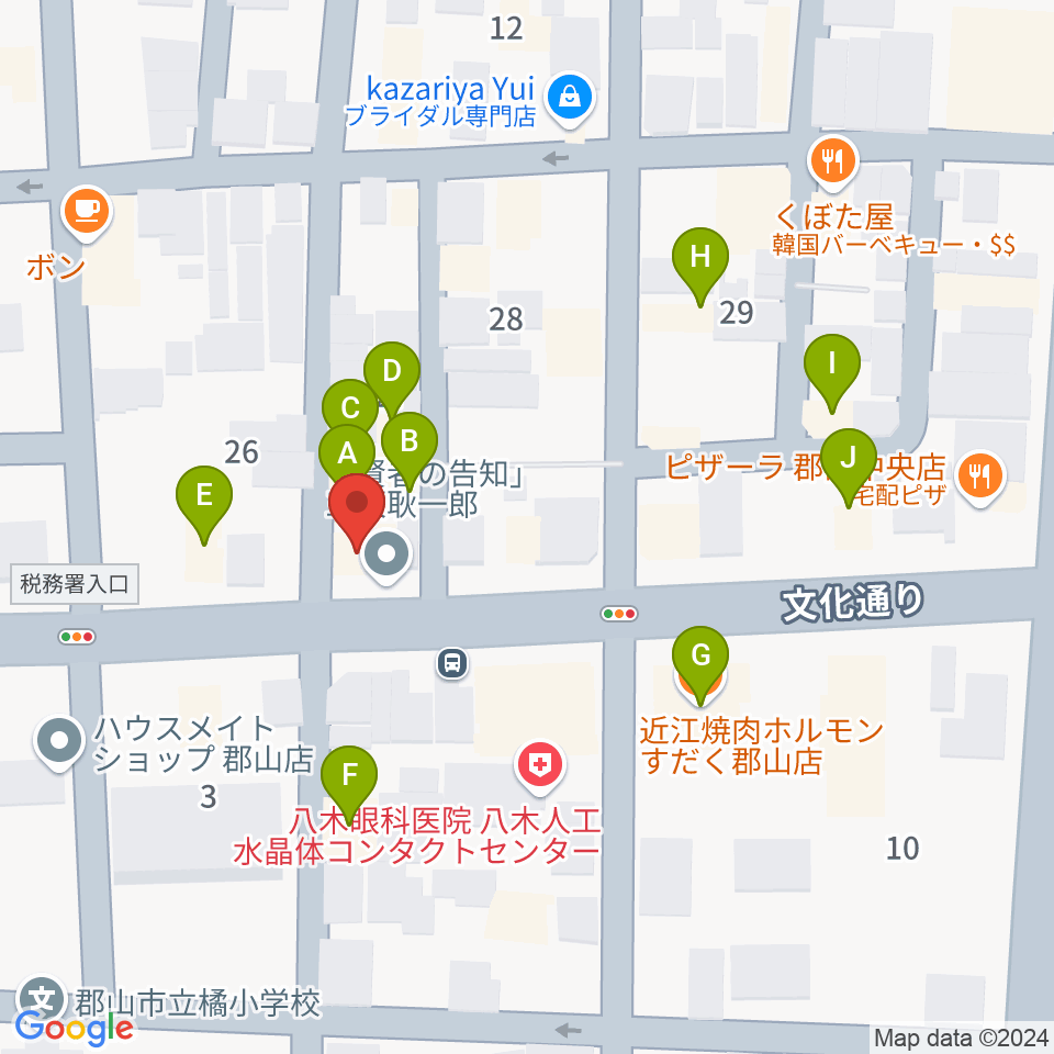 NOA楽器周辺のファミレス・ファーストフード一覧地図