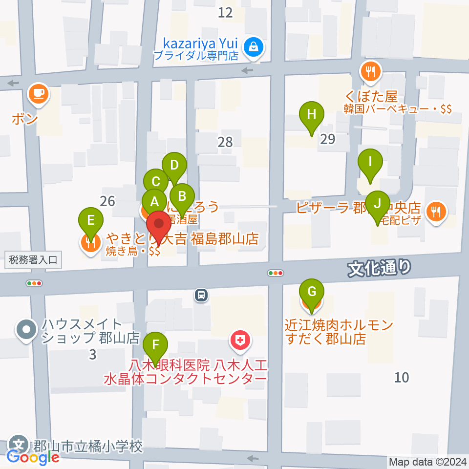 NOA楽器周辺のファミレス・ファーストフード一覧地図