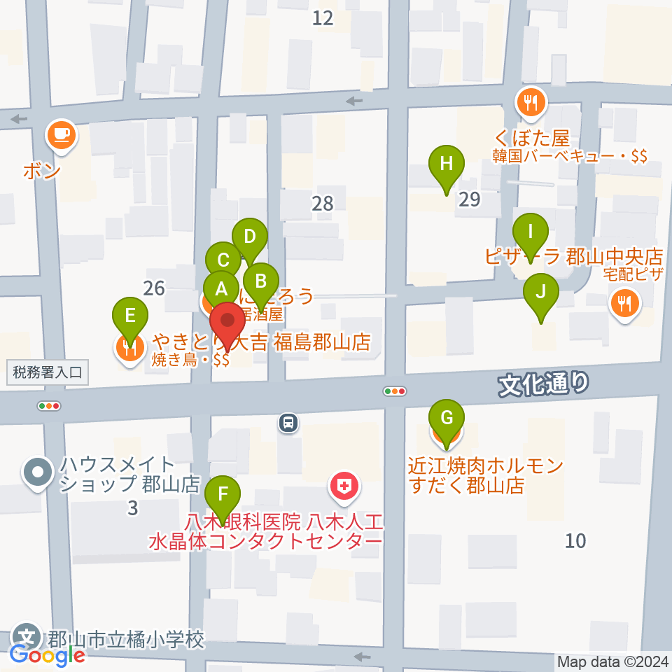 NOA楽器周辺のファミレス・ファーストフード一覧地図