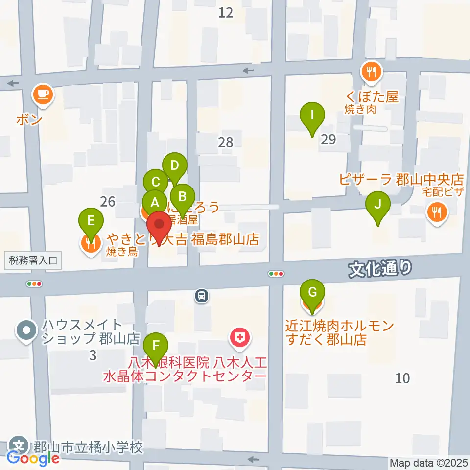 NOA楽器周辺のファミレス・ファーストフード一覧地図