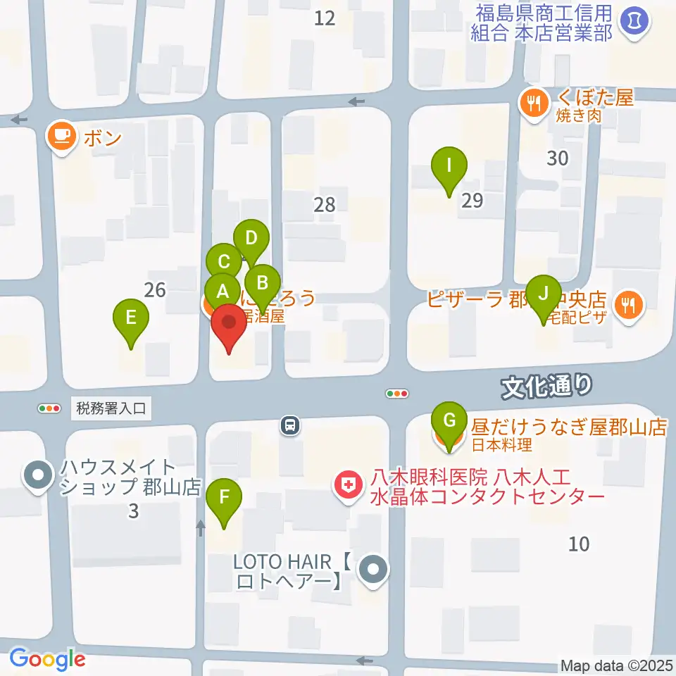 NOA楽器周辺のファミレス・ファーストフード一覧地図