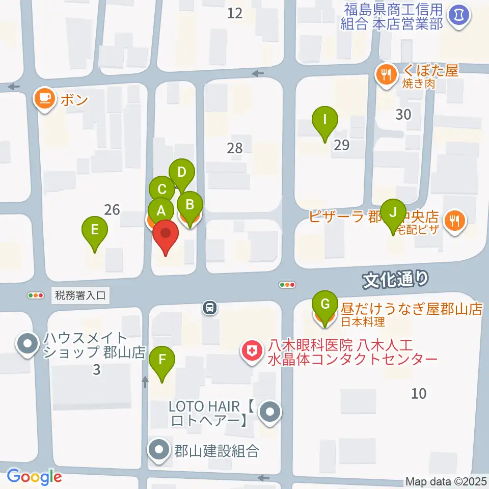 NOA楽器周辺のファミレス・ファーストフード一覧地図