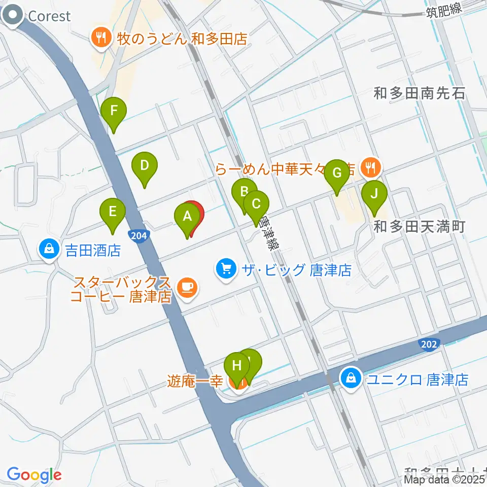 ミュージックサロン ハーモニー周辺のファミレス・ファーストフード一覧地図