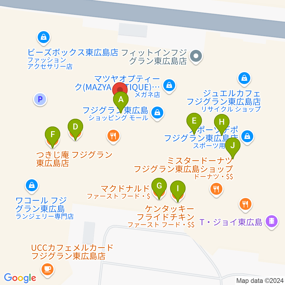 キハラ楽器西条店ときめきセンター周辺のファミレス・ファーストフード一覧地図