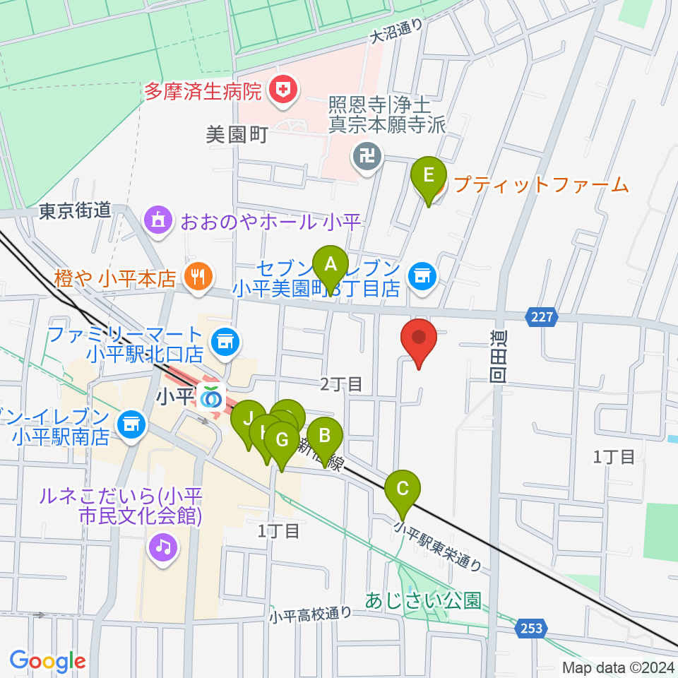 ギターのじゃべらぼう周辺のファミレス・ファーストフード一覧地図