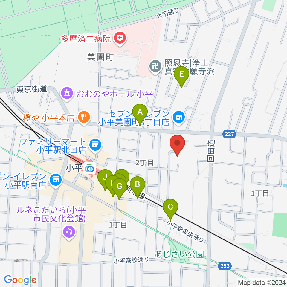 ギターのじゃべらぼう周辺のファミレス・ファーストフード一覧地図