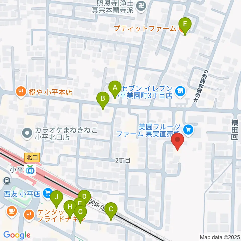 ギターのじゃべらぼう周辺のファミレス・ファーストフード一覧地図