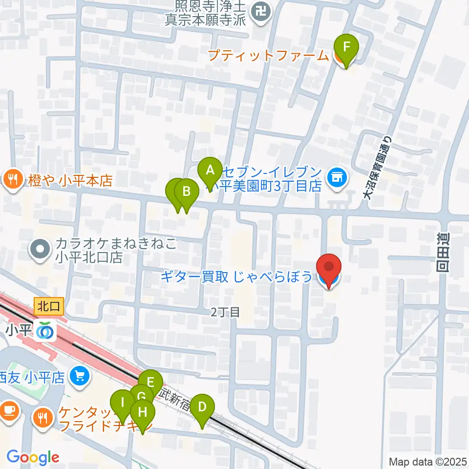 ギターのじゃべらぼう周辺のファミレス・ファーストフード一覧地図