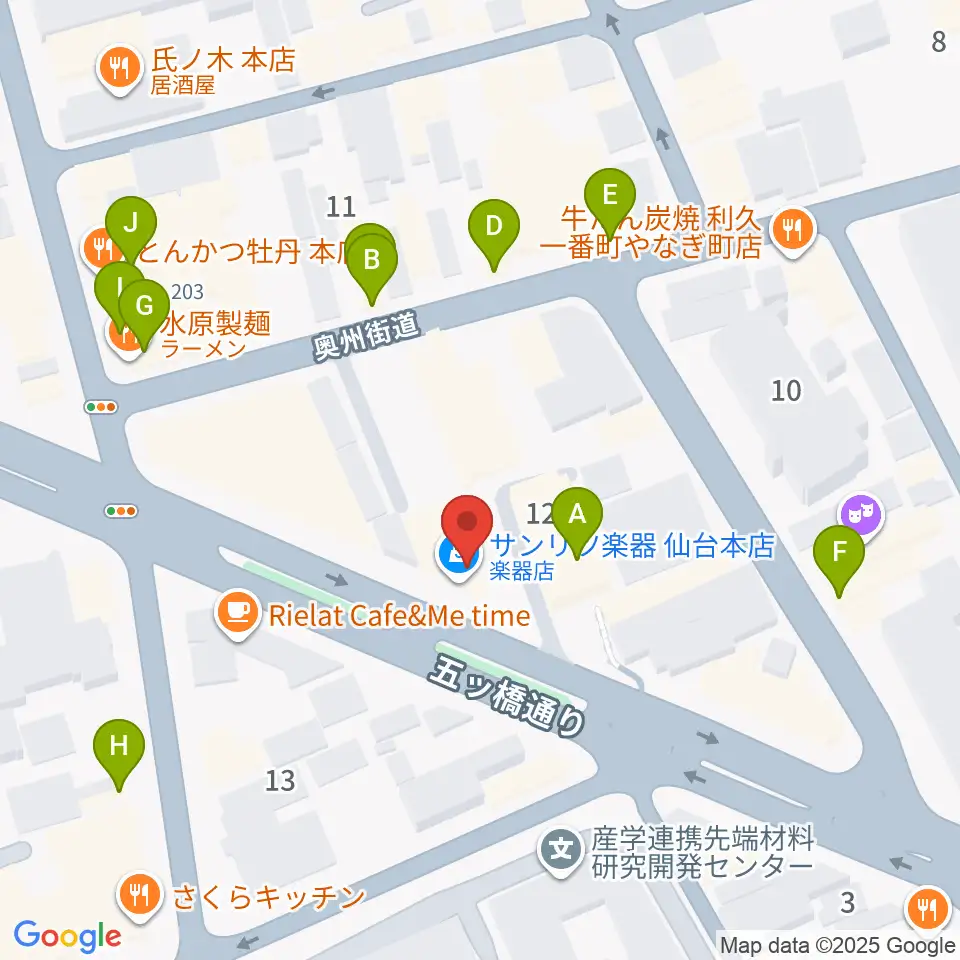 サンリツ楽器周辺のファミレス・ファーストフード一覧地図