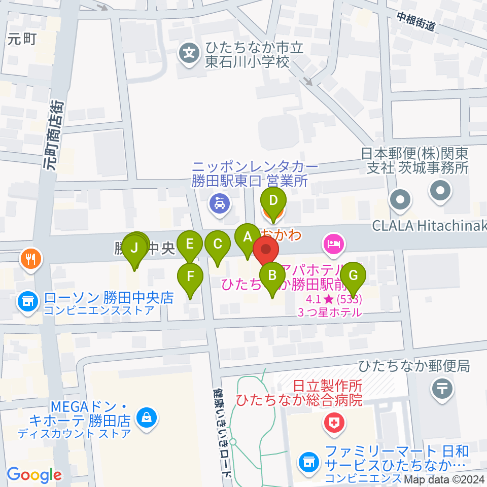 関山楽器 SEKIYAMA周辺のファミレス・ファーストフード一覧地図