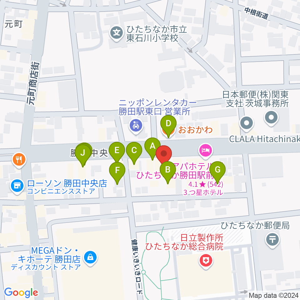 関山楽器 SEKIYAMA周辺のファミレス・ファーストフード一覧地図