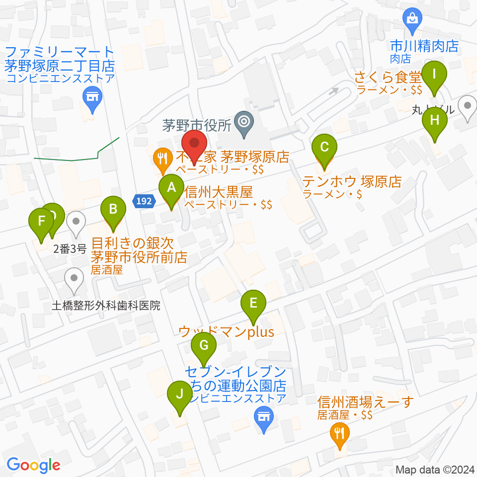 シマダヤ楽器店周辺のファミレス・ファーストフード一覧地図