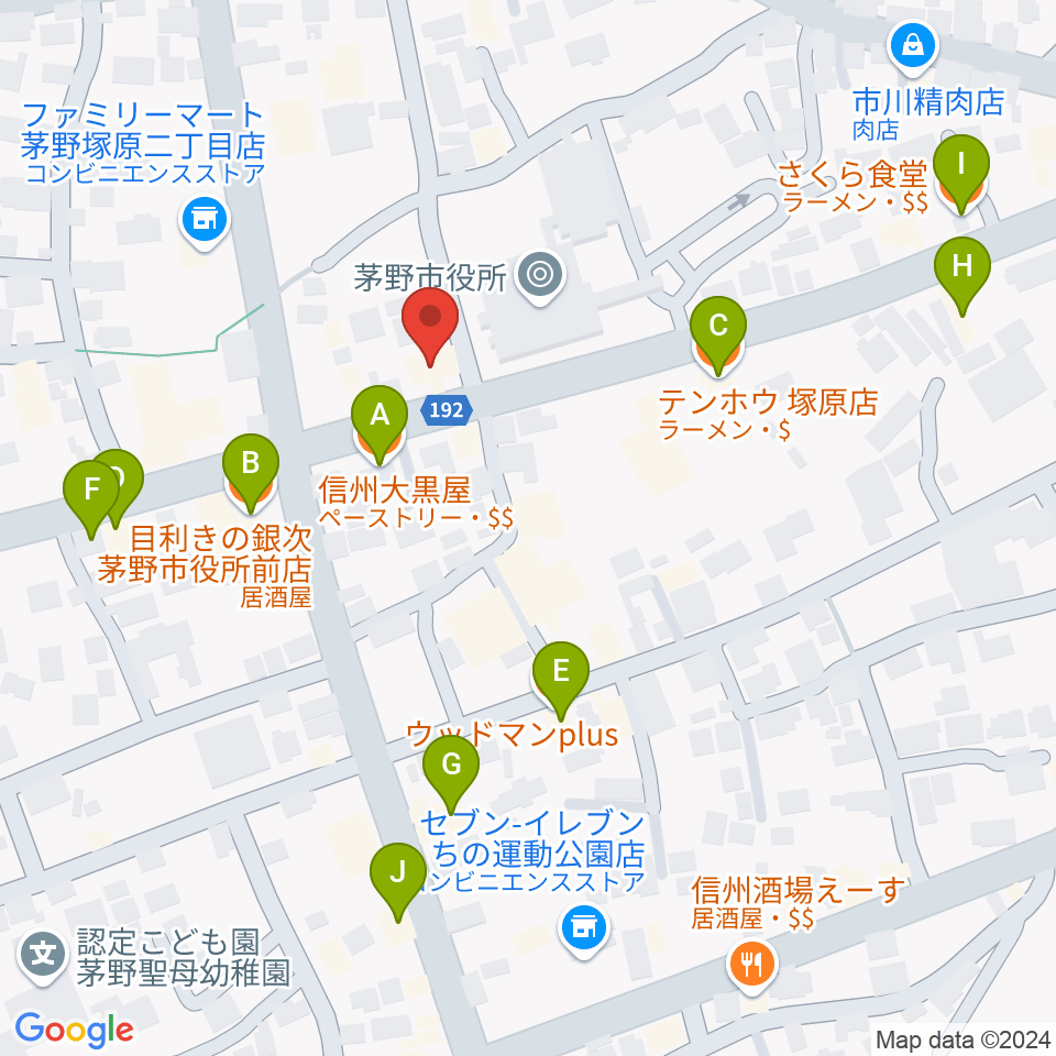 シマダヤ楽器店周辺のファミレス・ファーストフード一覧地図