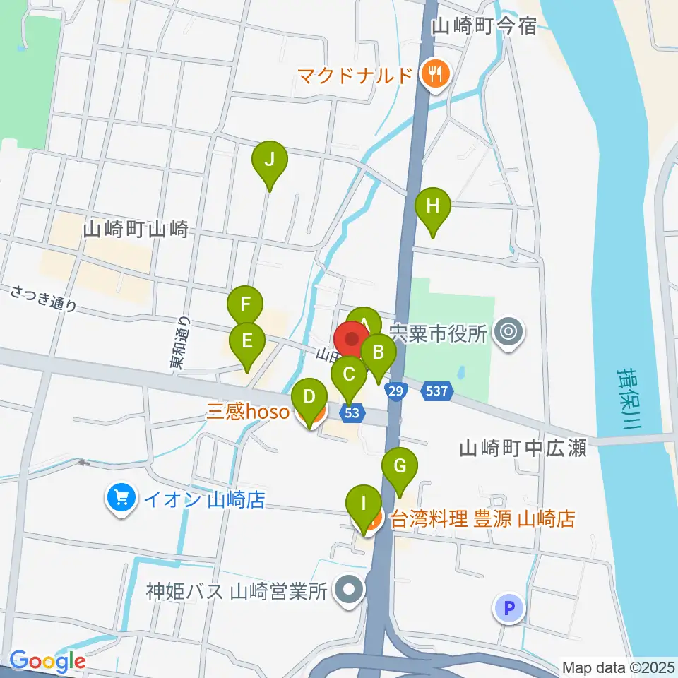 テレマン楽器周辺のファミレス・ファーストフード一覧地図