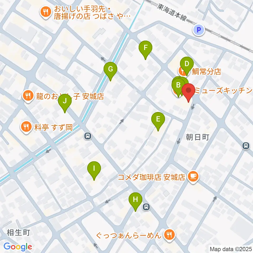 ツルタ楽器周辺のファミレス・ファーストフード一覧地図