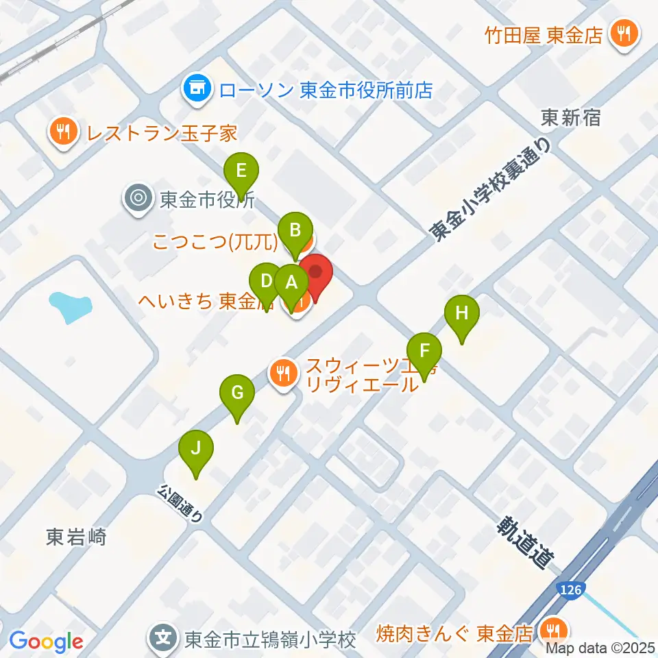 WAVE1周辺のファミレス・ファーストフード一覧地図