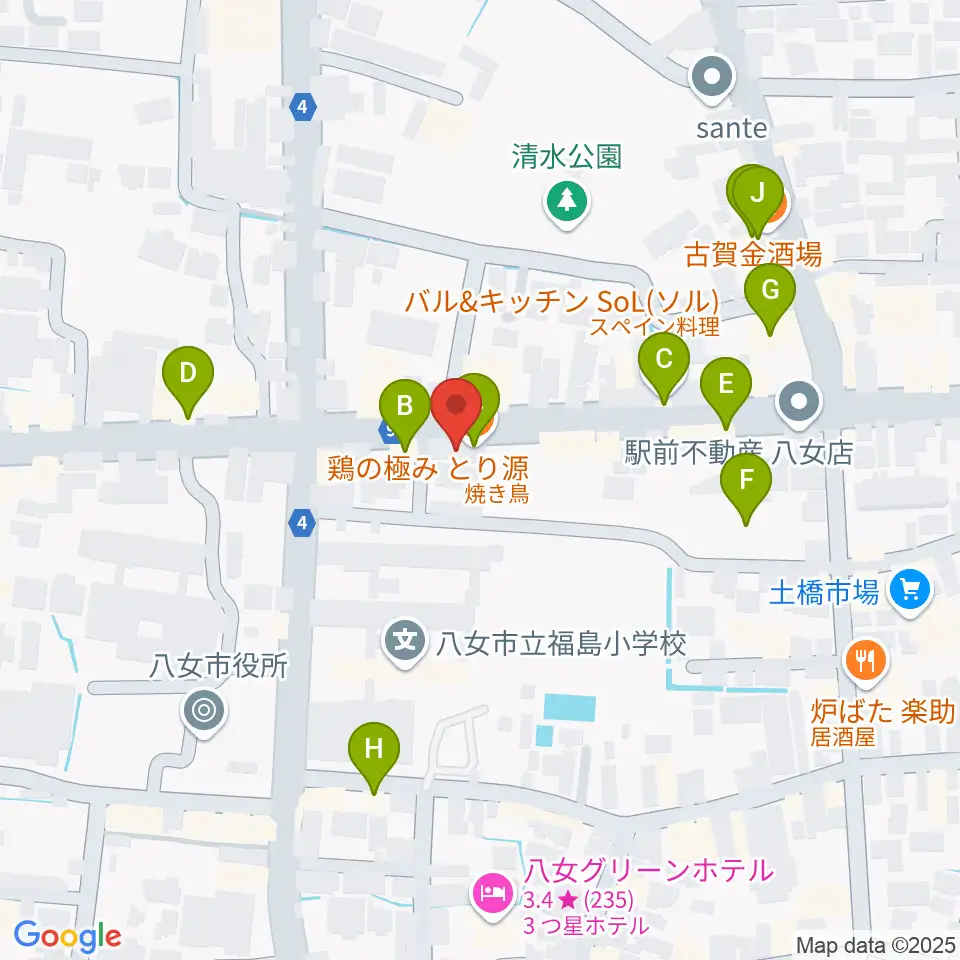 アオキ楽器周辺のファミレス・ファーストフード一覧地図
