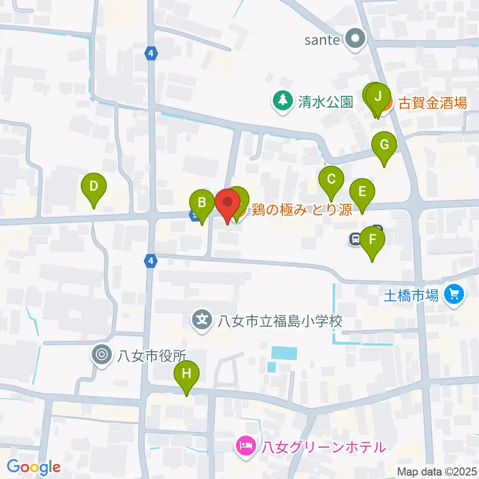 アオキ楽器周辺のファミレス・ファーストフード一覧地図