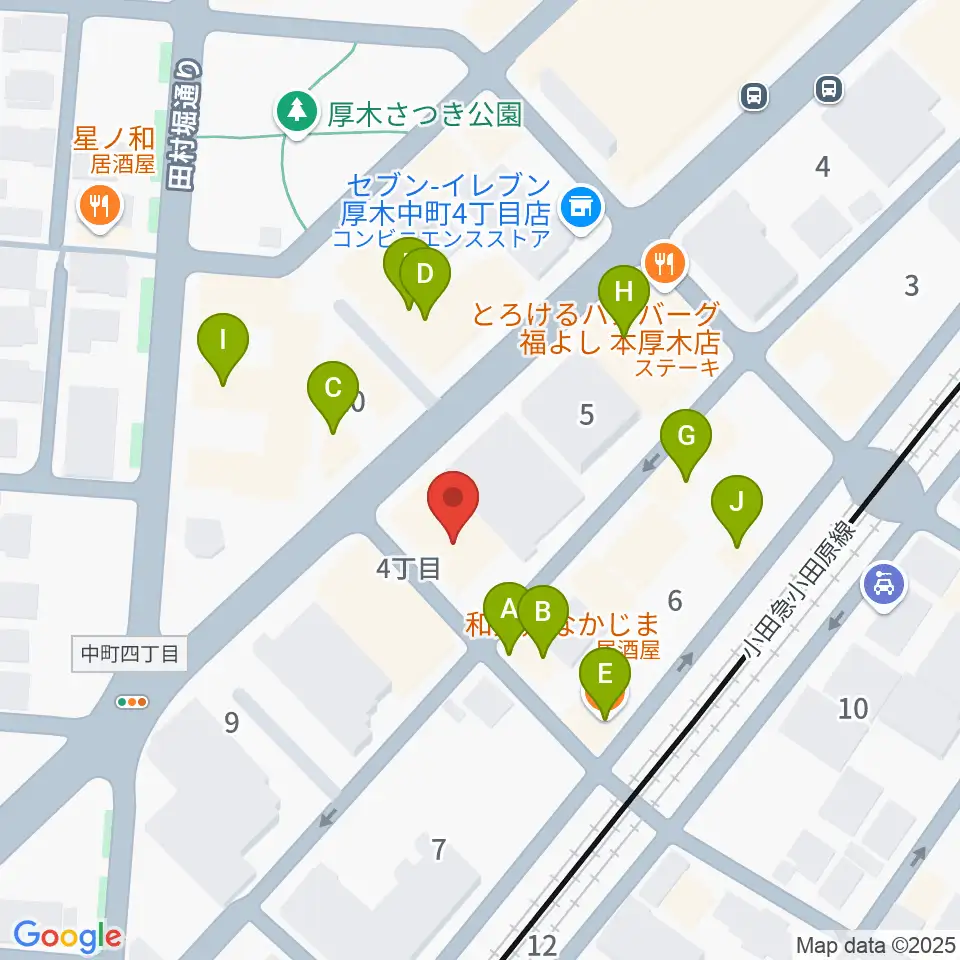 厚木楽器 本厚木店周辺のファミレス・ファーストフード一覧地図
