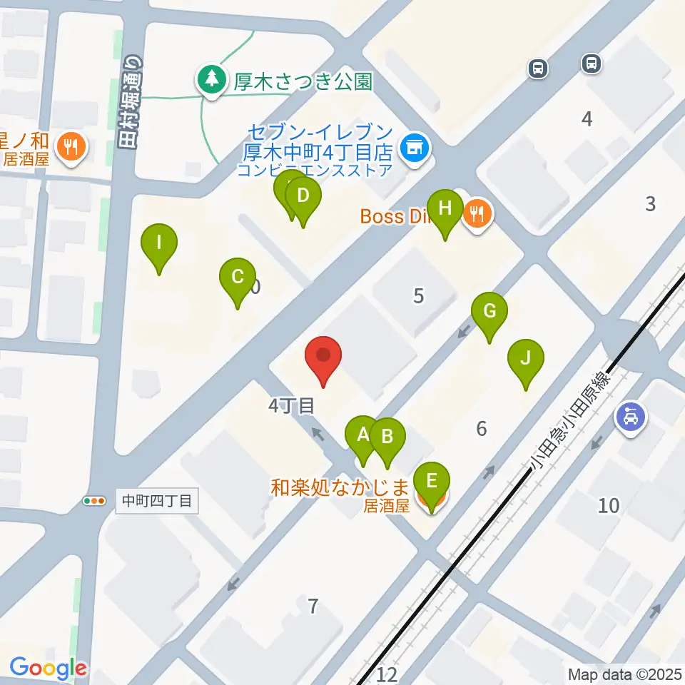 厚木楽器 本厚木店周辺のファミレス・ファーストフード一覧地図