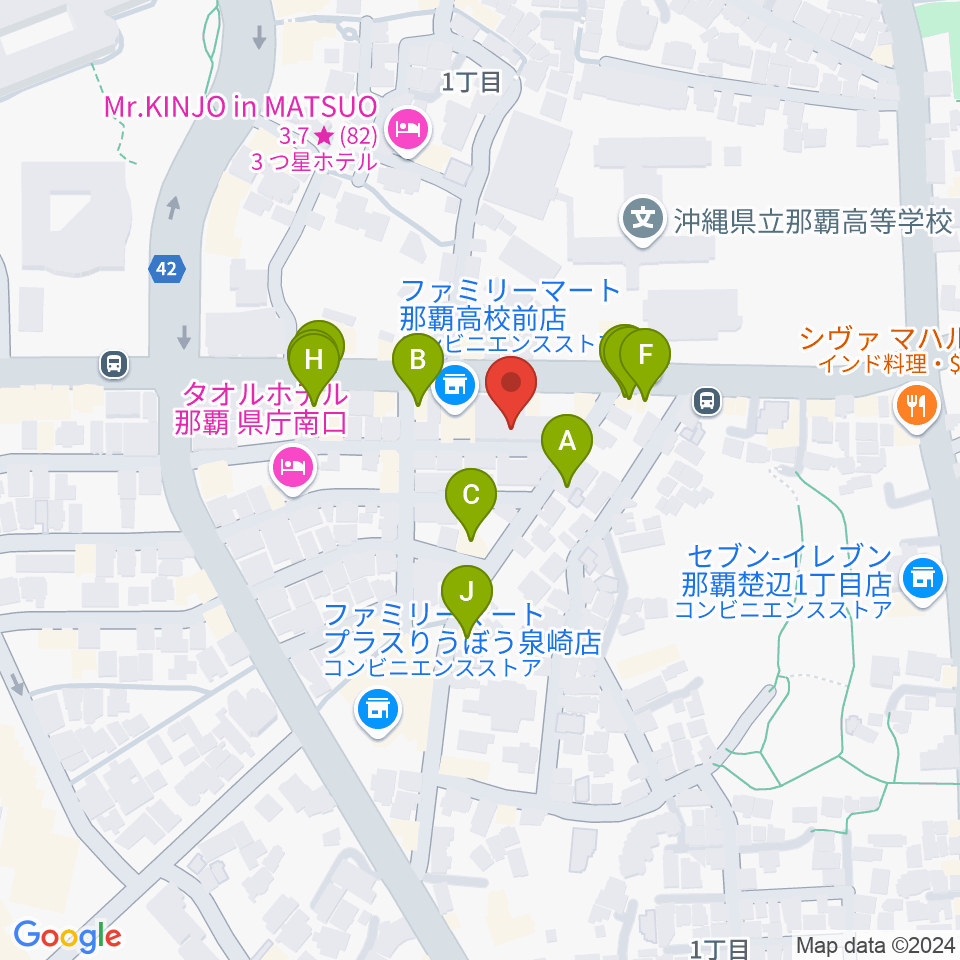 文教楽器周辺のファミレス・ファーストフード一覧地図