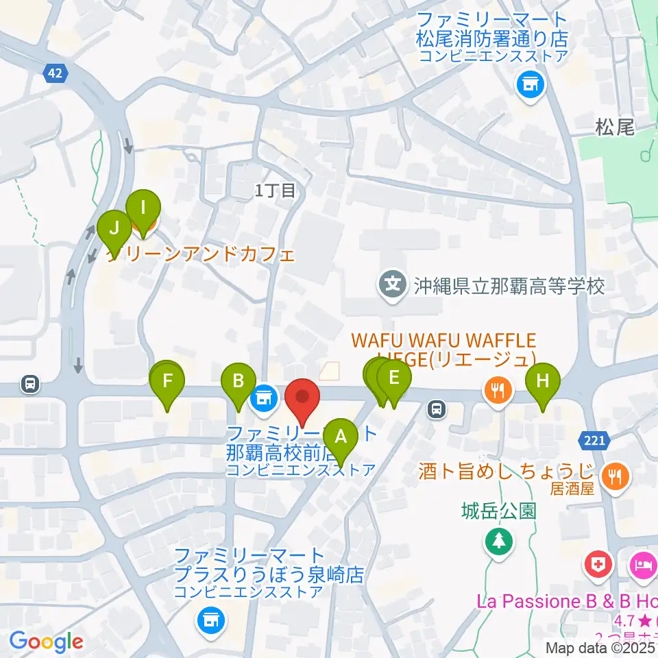 文教楽器周辺のファミレス・ファーストフード一覧地図
