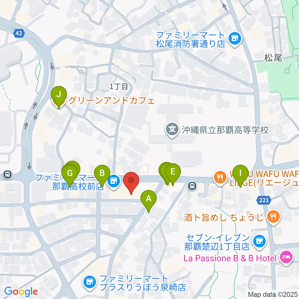 文教楽器周辺のファミレス・ファーストフード一覧地図