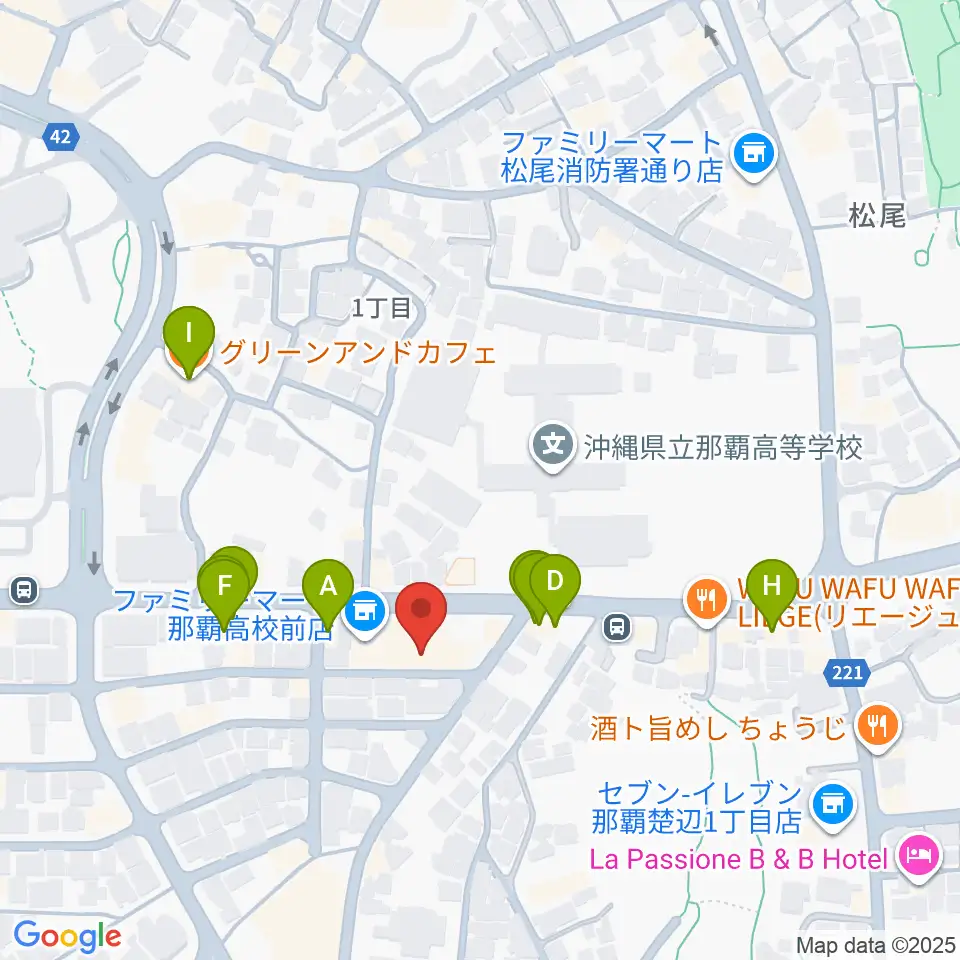 文教楽器周辺のファミレス・ファーストフード一覧地図